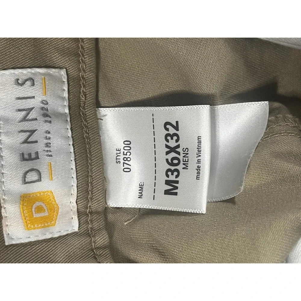 Dennis Chino Pants Mens 36x32 Flat Front Stretch Twill Khaki Tan 078500